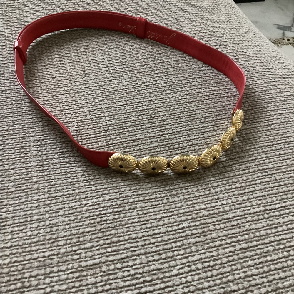 Judith Leiber Red and Gold Shell Belt